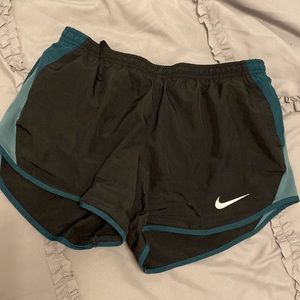 Nike Dri-FIT black with green trim running shorts-  size Small
